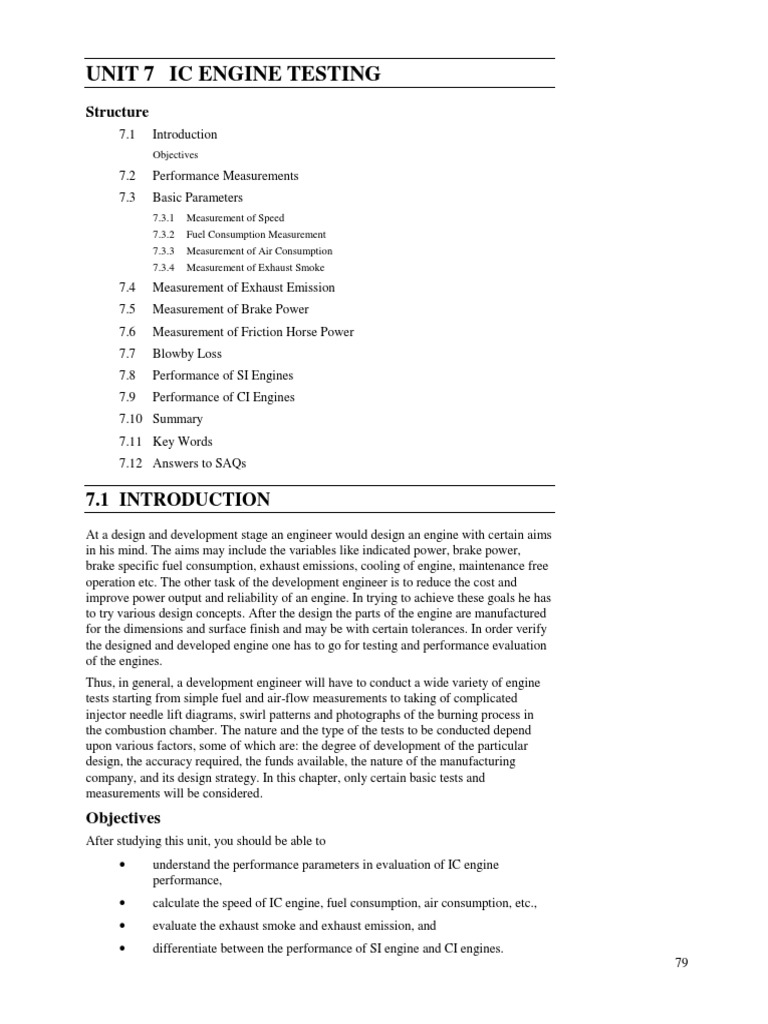 Unit 7: IC Engine Performance Testing | PDF