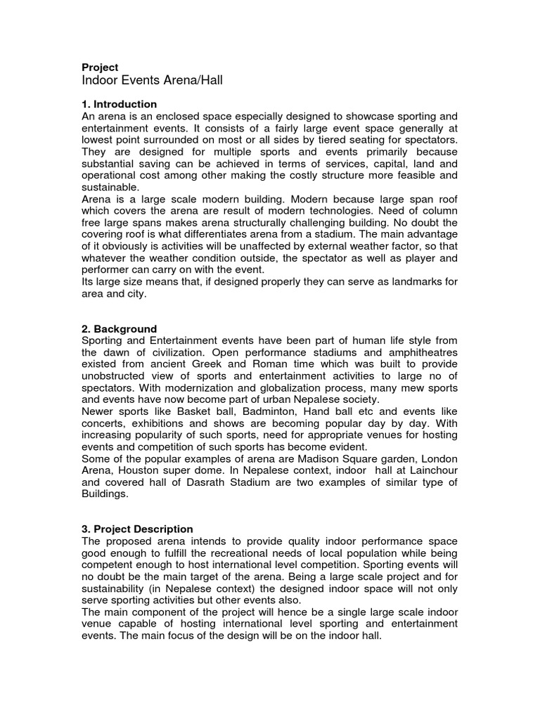 Project Proposal On It Park | PDF | Stadium | Sports