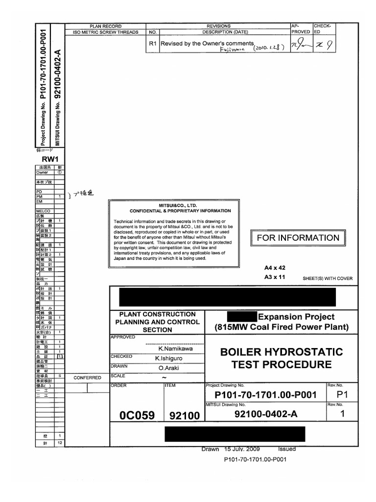 Boiler Hydrostatic Test Procedure