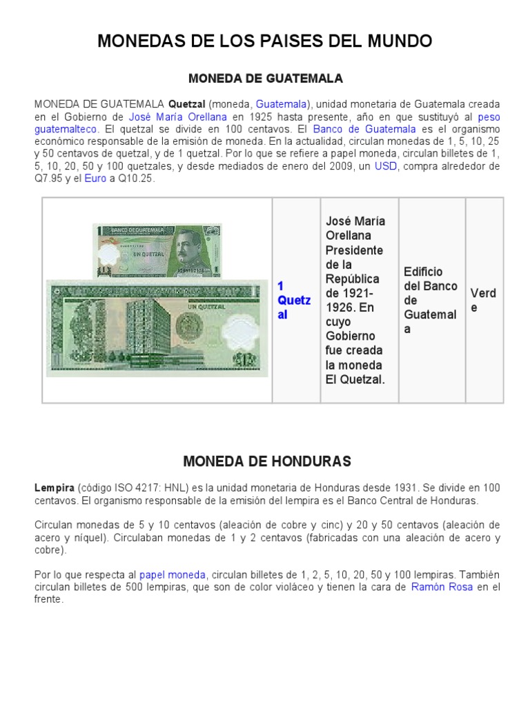 Monedas de Los Paises Del Mundo | PDF | Libra esterlina | Economía de ...