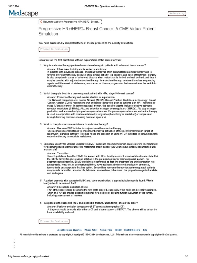CME_CE Test Questions and Answers Breast Cancer Menopause