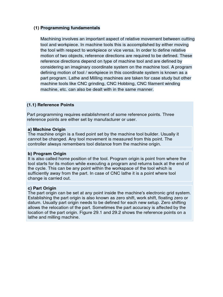 CNC Part Programming I | PDF | Numerical Control | Cartesian Coordinate ...