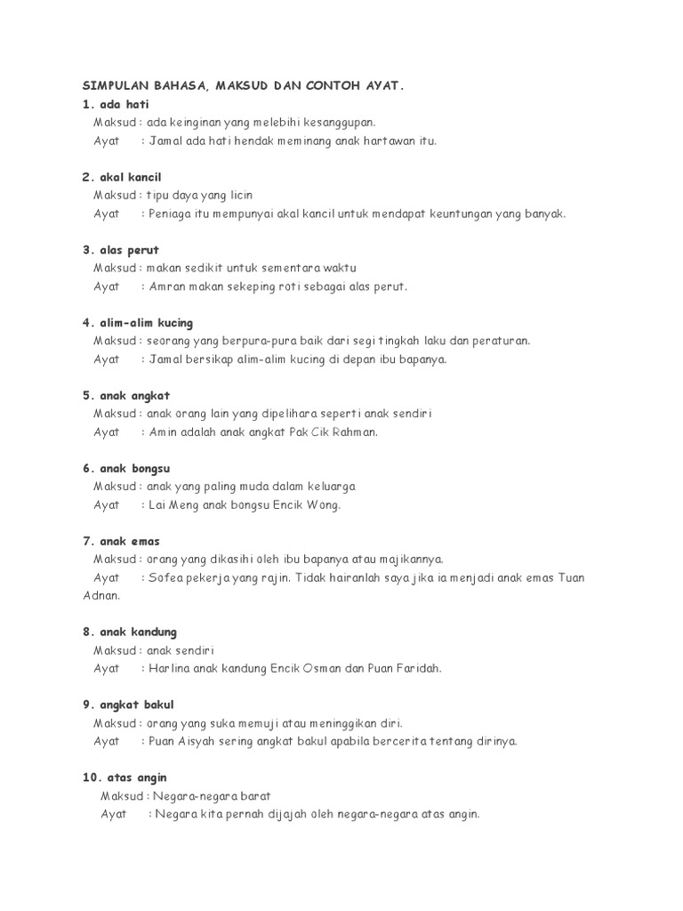 Simpulan Bahasa Tahun 3