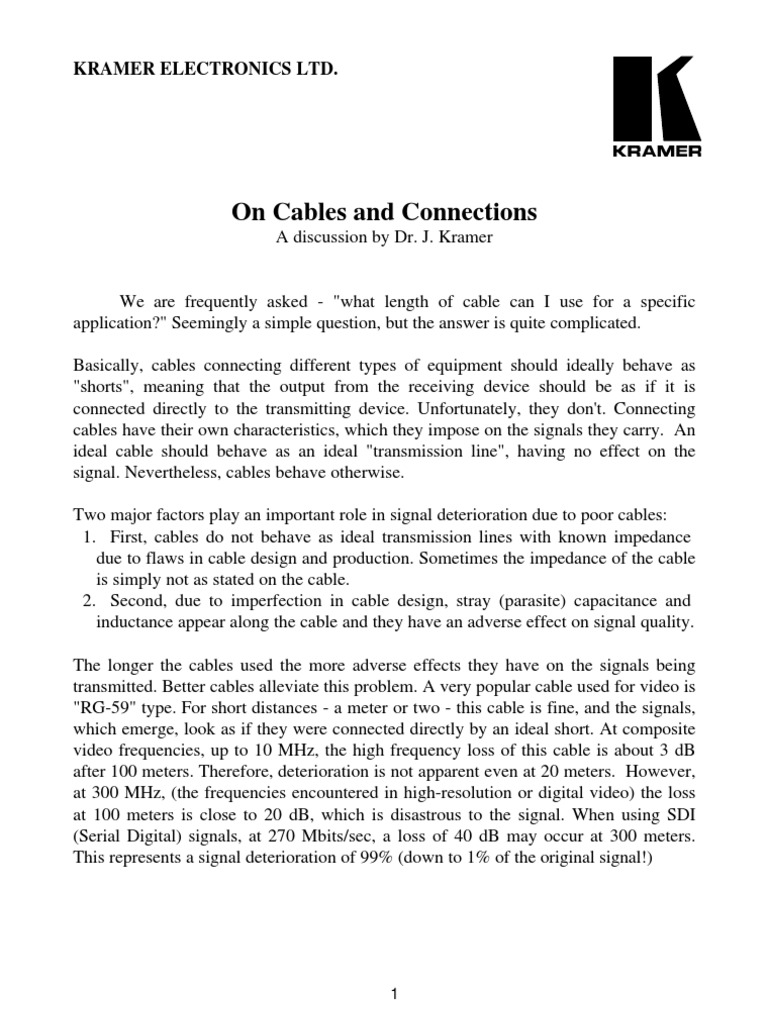 On Cables and Connectors PDF Coaxial Cable Amplifier