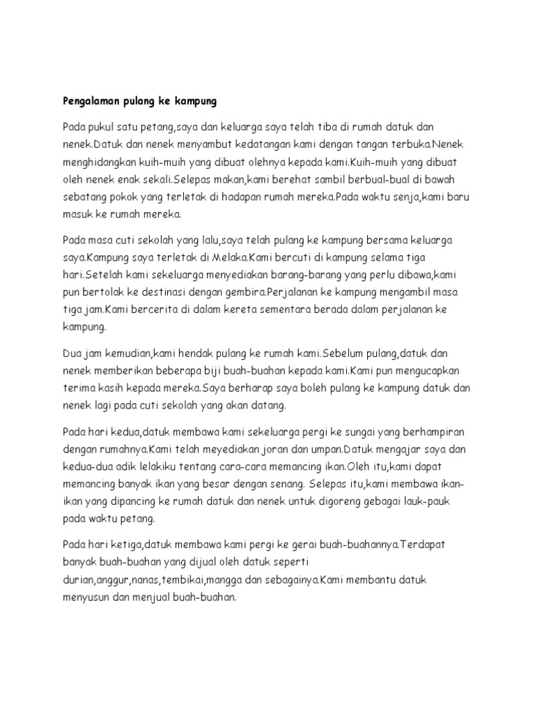 Pengalaman Pulang Ke Kampung Pdf