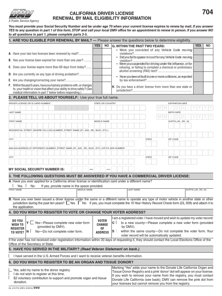 California DMV Mail Renewal Guide | PDF | Department Of Motor Vehicles ...