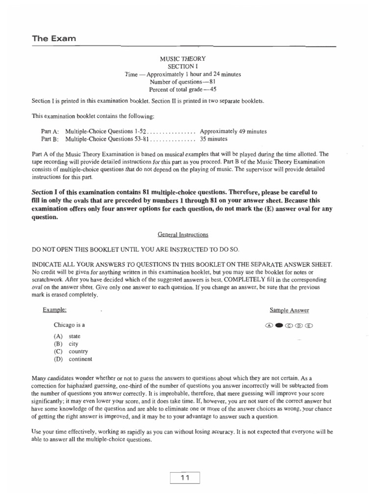 AP Music Theory Exam 1998 | PDF
