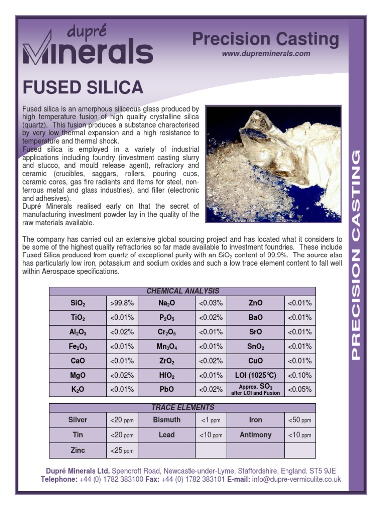 Fused Silica Datasheet Silicon Dioxide Glasses