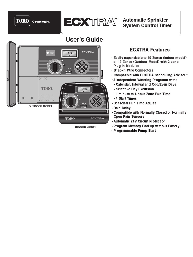 Toro Ecxtra Timer Manual Download Free PDF Electrical Connector