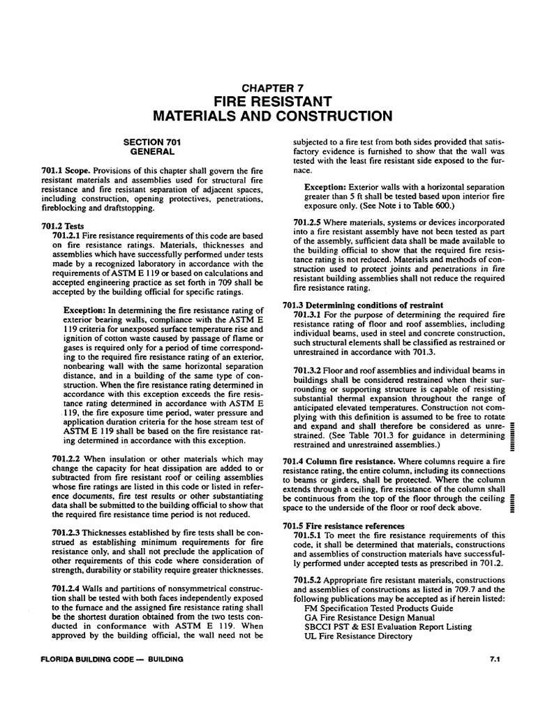 Fire Resistance Requirements in Chapter 7 | PDF | Wall | Duct (Flow)