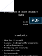 Privatization of Indian Insurance Sector: By, Keerthi 1111270 Niteen 1111277