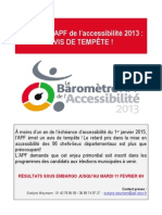 Baromètre APF de L'accessibilité 2013: Avis de Tempête !: Résultats Sous Embargo Jusqu'Au Mardi 11 Fevrier 6H