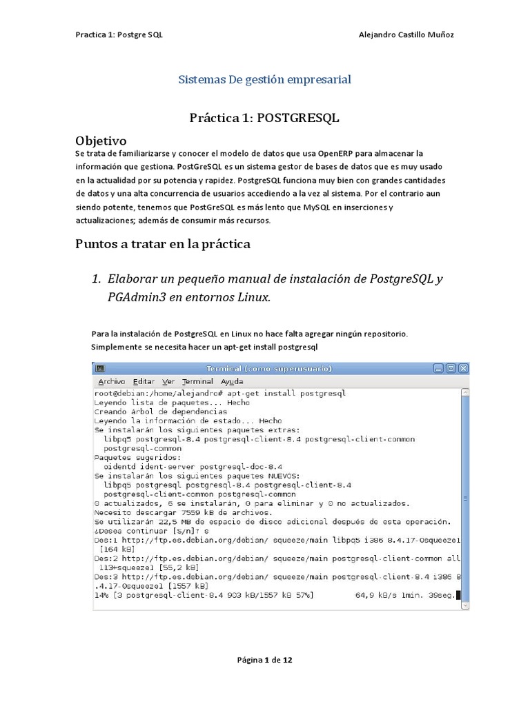 Practica1 Postgresql Alejandro Castillo | PDF | Postgre Sql | SQL