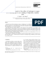 Experimental Research of The e Ect of Hydrogen in Argon As A Shielding Gas in Arc Welding of High-Alloy Stainless Steel - Done