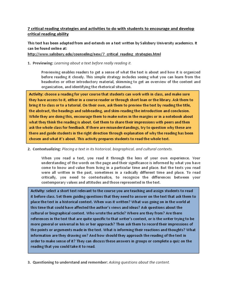 Critical reading for high school students picture