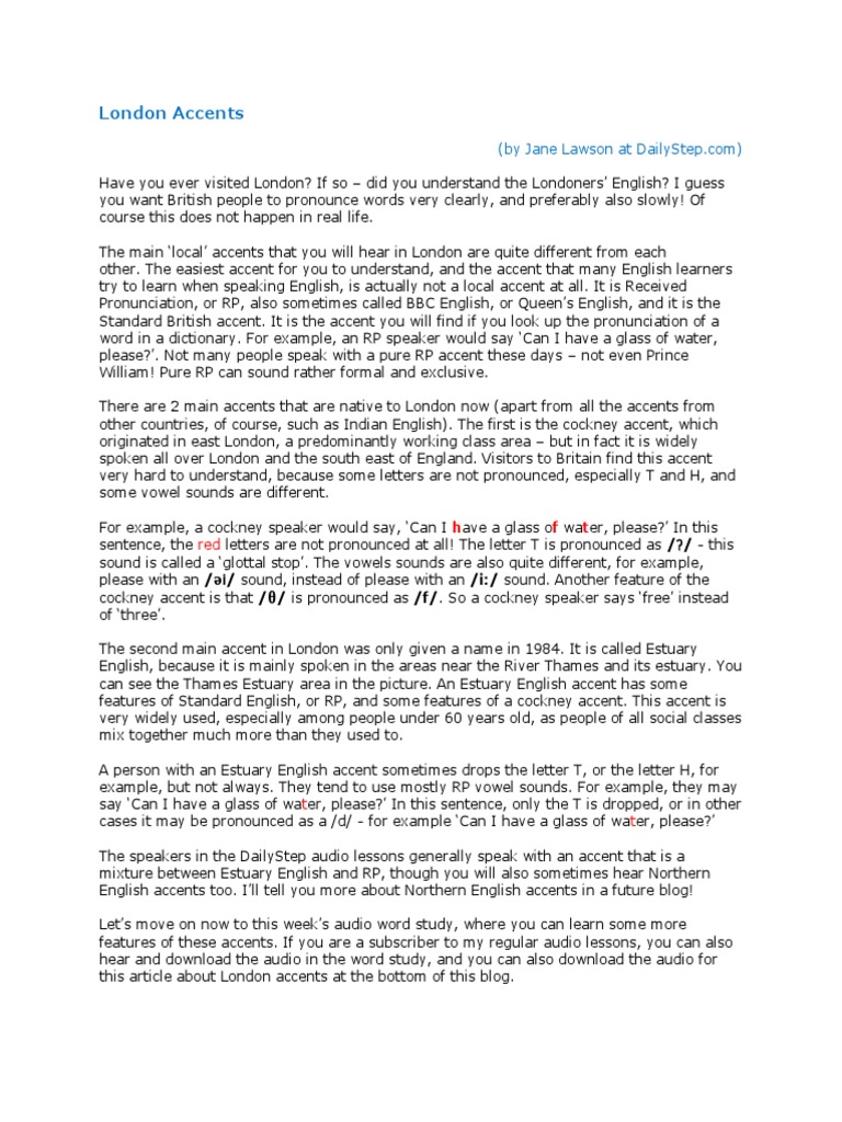 London Accents PDF Accent (Sociolinguistics) English Language
