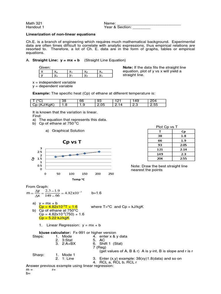 Linearization of Non-Linear Equations | PDF | Equations | Teaching ...
