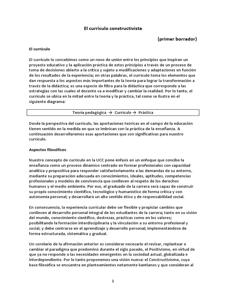 Currículo Constructivista: Teoría y Práctica | PDF | Plan de estudios ...