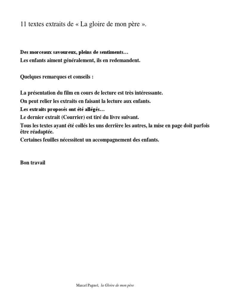 La Gloire De Mon Père Résumé Pdf La Gloire de Mon Pere PDF | PDF