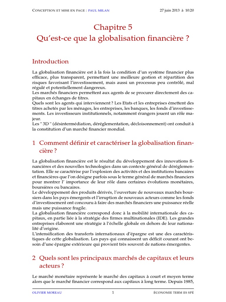 La Globalisation Financiere - 