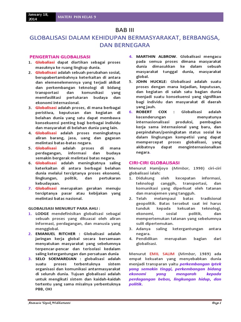 Bab 3 Pengertian Globalisasi