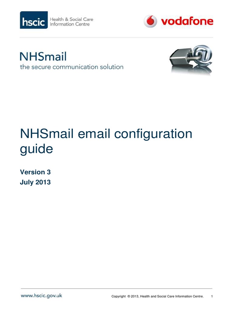 NHSmail Email Configuration Guide July 2013 Microsoft Outlook Email
