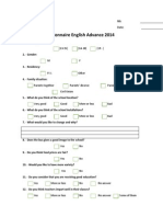 Questionnaire English Advance 2014