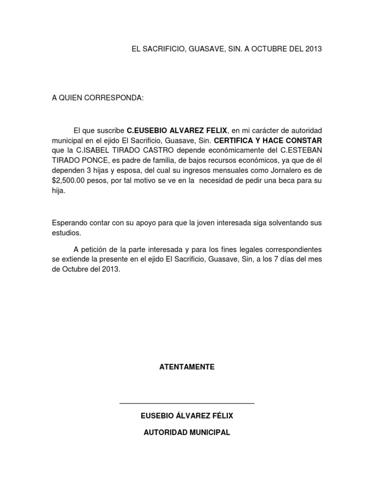 Carta Para Beca Becasin