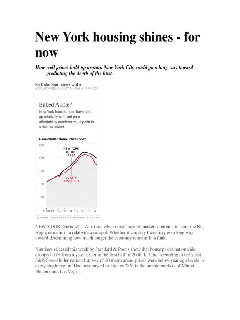 New York Housing Shines August 28 2008 PDF United States Housing