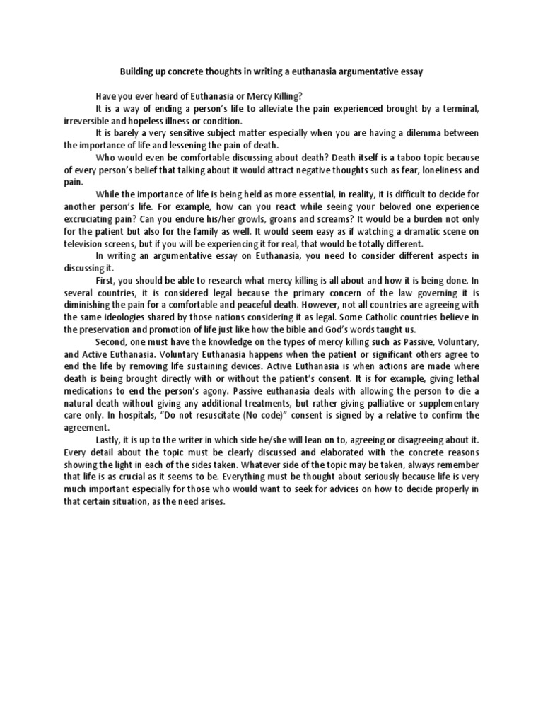 Реферат: Euthanasia Essay Research Paper Euthanasia mercy killing