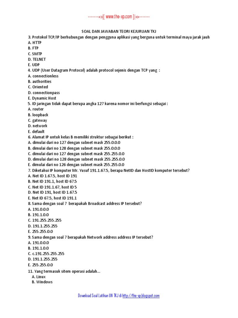 36 Soal Un Tkj 2016 Dan Kunci Jawaban PNG