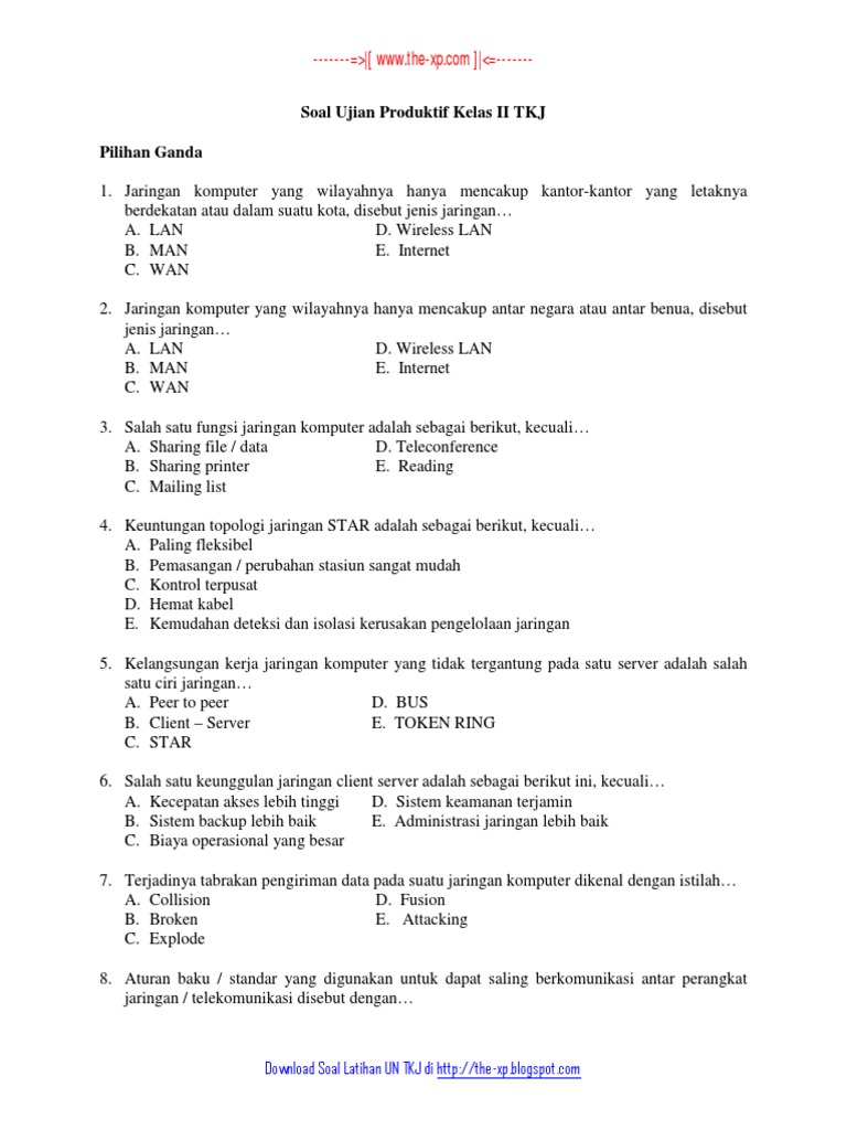 6. Soal Latihan UN TKJ Kelas XI