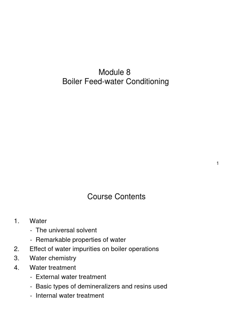 Boiler Feed-Water Conditioning Overview | PDF | Ion Exchange | Sodium ...