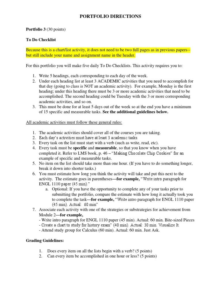 Weekly Academic To-Do Checklist Guide | PDF | Cognition