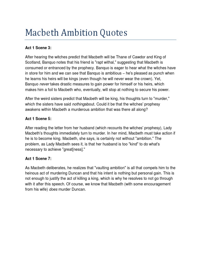 Macbeth Quotes | Pdf | Macbeth