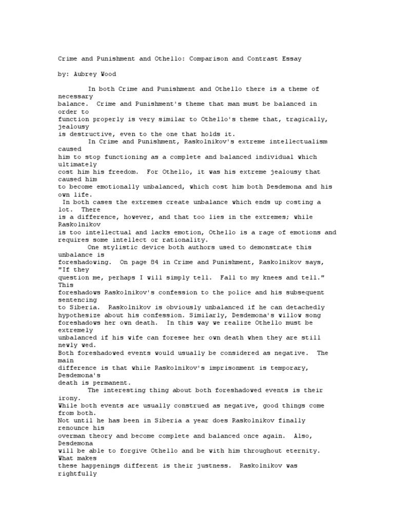 Crime and Punishment and Othello PDF Science Philosophical Science