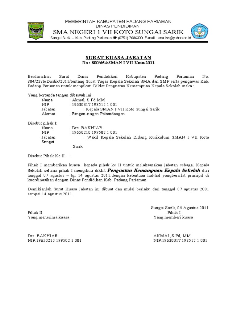 Surat Kuasa Jabatan