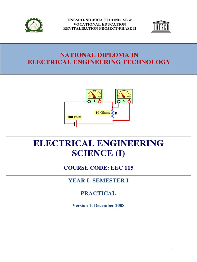 Eec 115 Practical Electrical Engineering PDF Series And Parallel Circuits Electrical Network