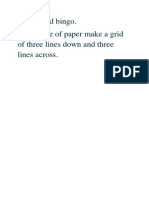 Ricky Word Bingo. On A Piece of Paper Make A Grid of Three Lines Down and Three Lines Across