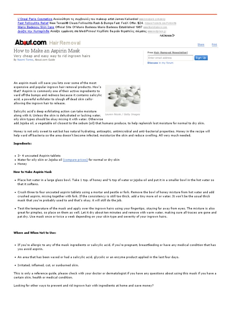 Aspirin Mask Great For Ridding Ingrown Hairs And Pimples Aspirin