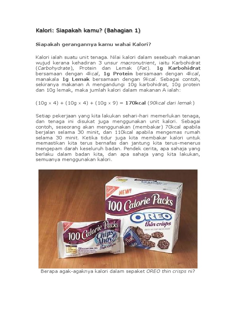 Kelas Nota Kalori Pdf