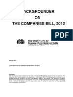 Icsi Backgrounder on Companies Bill 2012