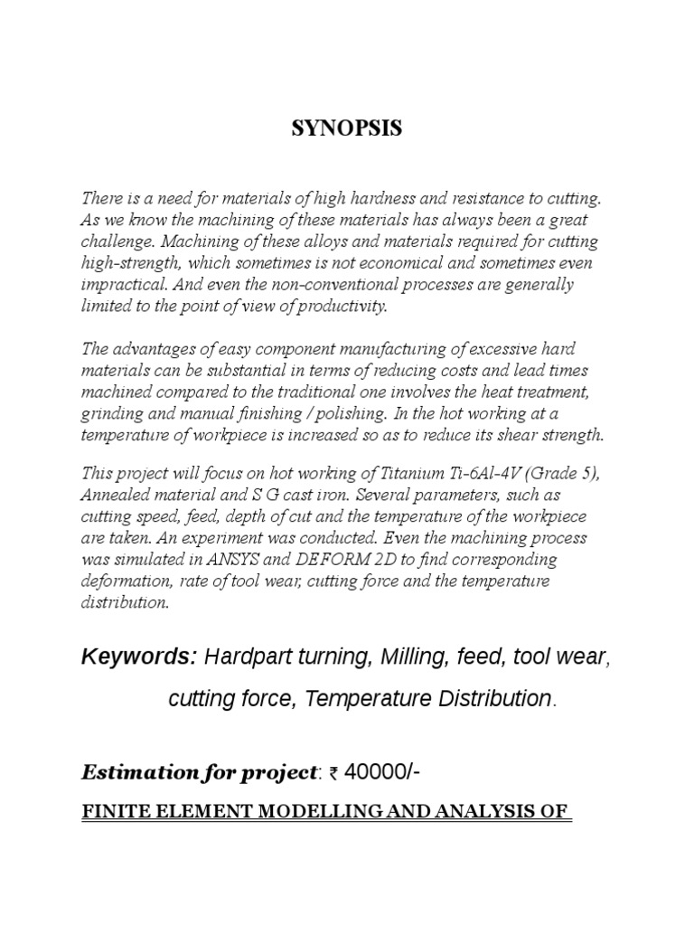 Synopsis For Project | PDF | Home & Garden | Science & Mathematics