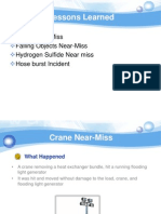 Lessons Learned: Crane Near-Miss Falling Objects Near-Miss Hydrogen Sulfide Near Miss Hose Burst Incident