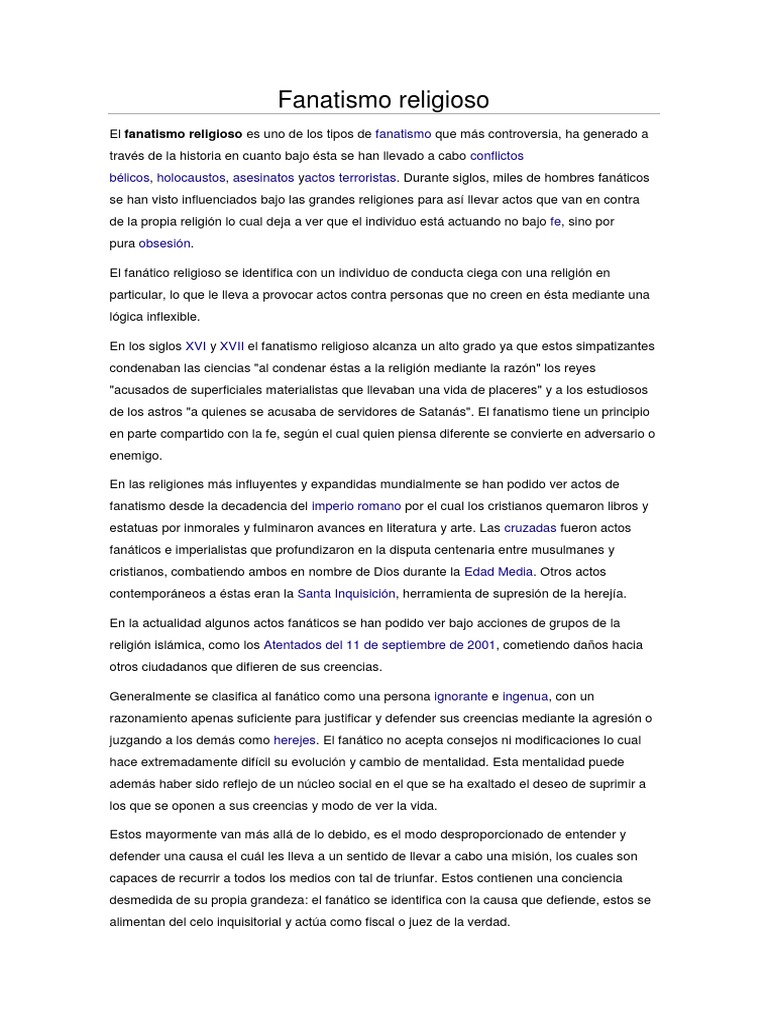 Consecuencias del fanatismo religioso | PDF | Actitudes proposicionales ...