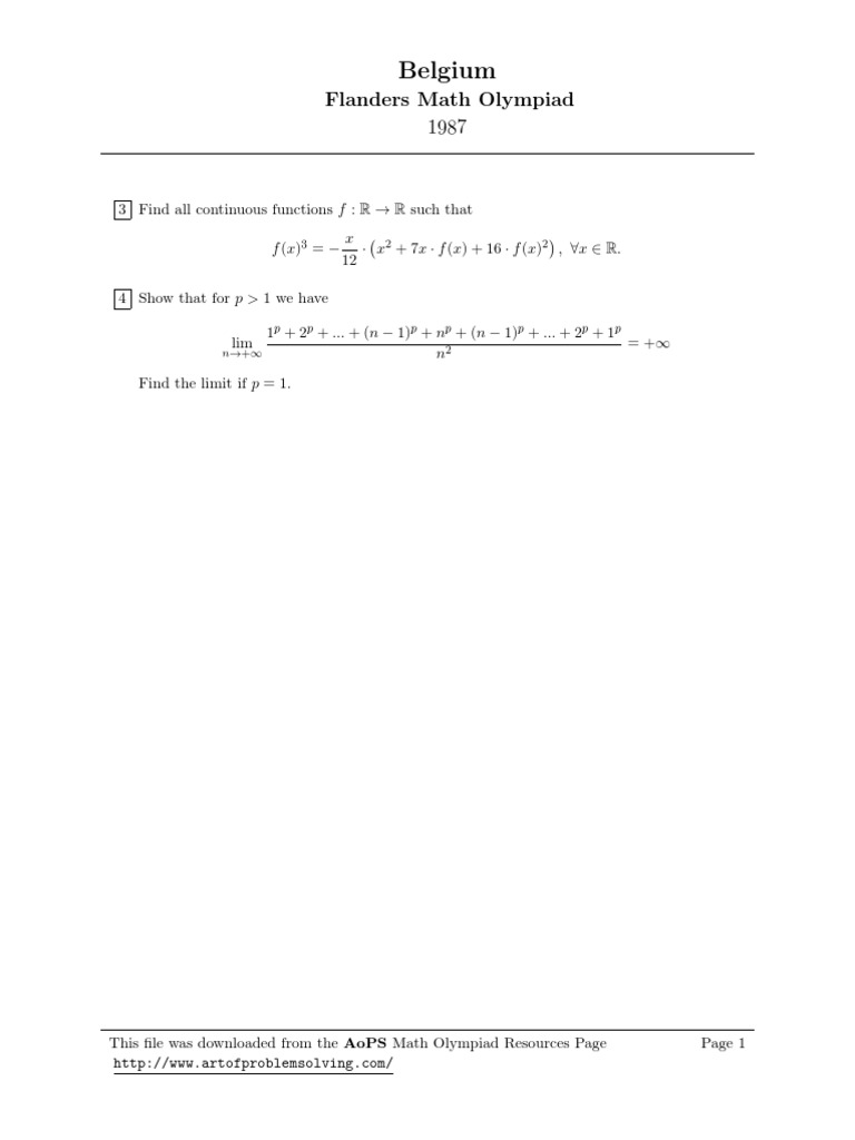 1987 Math Olympiad Solutions | PDF
