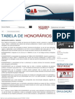 Tabela Honorários Oab Rondônia A Partir de 05092013