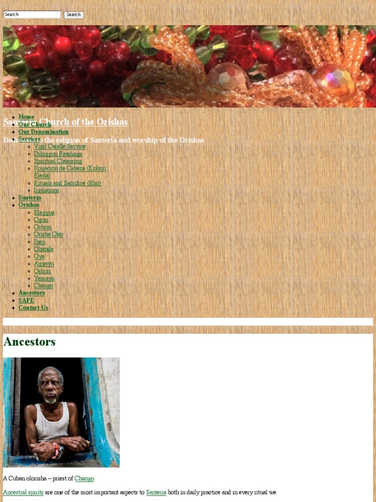 SANTERIA CHURCH OF THE ORISHAS DEDICATED TO THE RELIGION OF SANTER A
