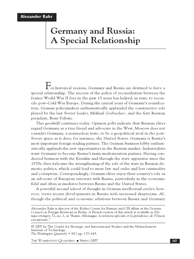 Germany and Russia - Special Relations | PDF | Soviet Union | World ...