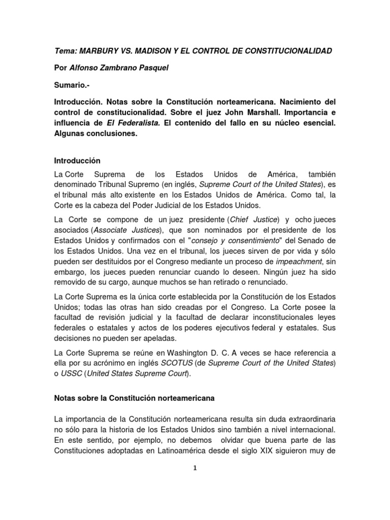 Marbury Vs Madison | PDF | Tribunal Supremo de los Estados Unidos ...